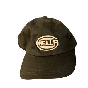 Hella Lights White Embroidered Logo Adjustable Hat One Size Black Twill Trimark